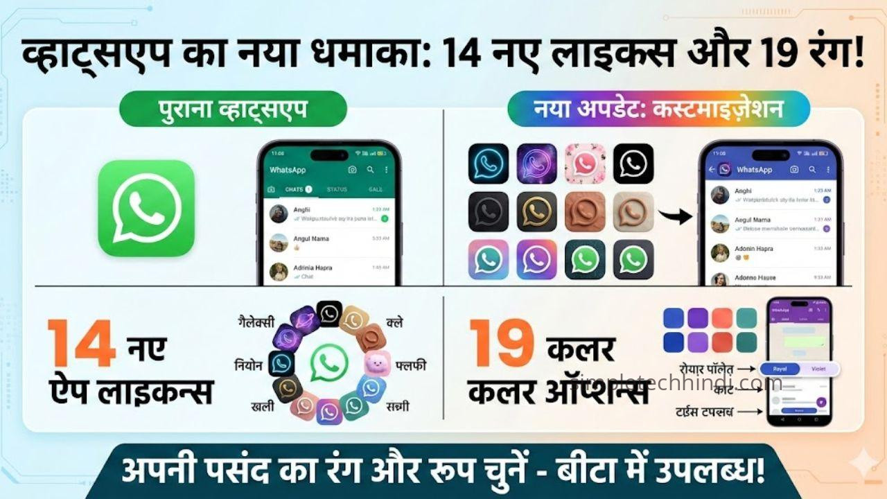 WhatsApp का नया थीम फीचर, अब बदलें रंग, आइकन और पूरा लुक,14 नए आइकन और 19 कलर ऑप्शन के साथ आएगा धमाकेदार अपडेट WhatsApp का नया थीम फीचर, अब बदलें रंग, आइकन और पूरा लुक,14 नए आइकन और 19 कलर ऑप्शन के साथ आएगा धमाकेदार अपडेट